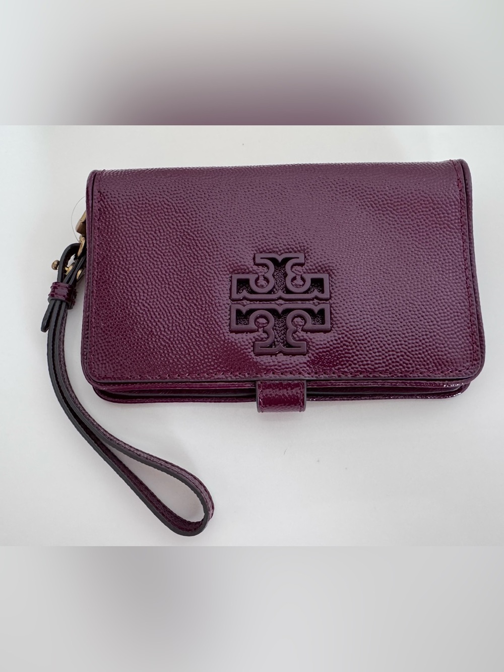 Tory Burch Robinson Patent Saffiano Leather Wristlet Wallet NWOT Burgundy Clutch - Picture 9 of 16